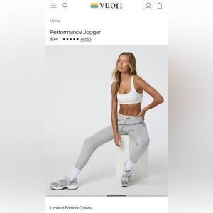 NWT Vuori Performance Jogger size Small - Retails $94